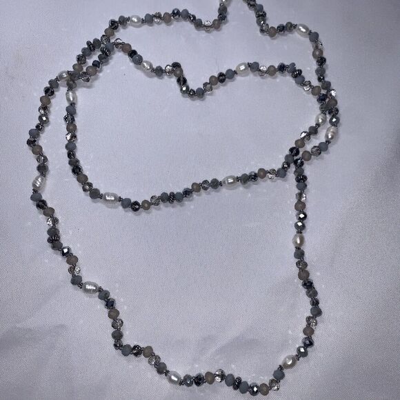 VINTAGE MARLYN SCHIFF GLASS BEADED HAND CRAFTED CONTINUOUS LONG NECKLACE - Picture 2 of 7